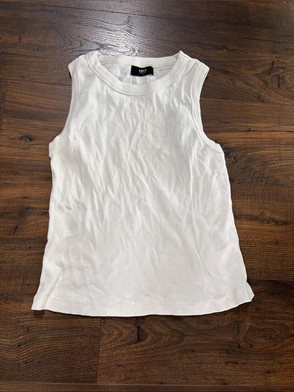 Able White Ribbed Tank Top
